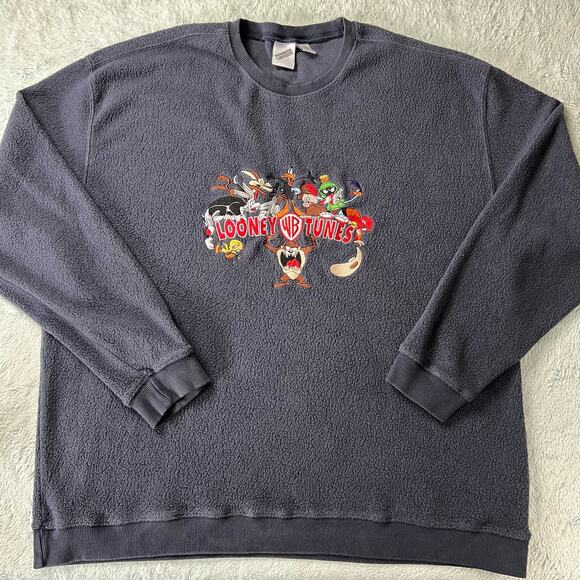 Looney Tunes Warner Bros Character Fleece Sweatshirt Size XXL 1999 Taz Tweety - Picture 1 of 7